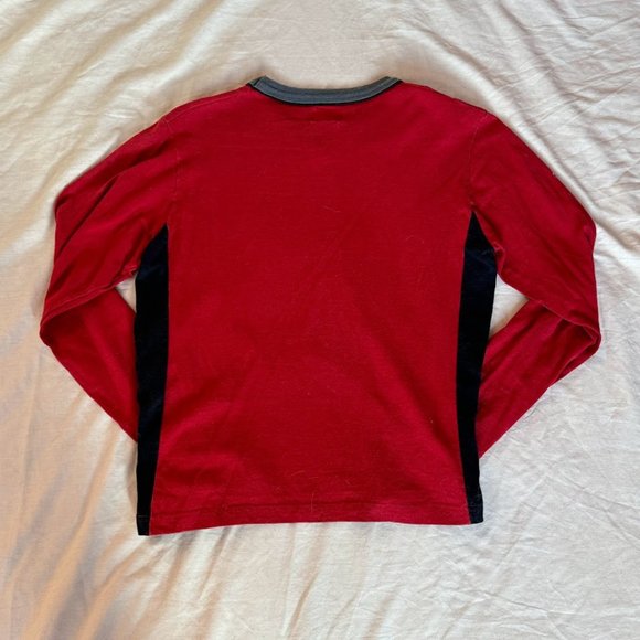 Sold! - 2000s Stussy Logo Colorblock Long Sleeve V-Neck Tee - Picture 2 of 4